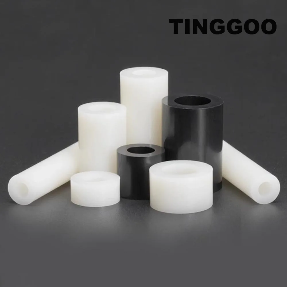 50 Stück Innendurchmesser 3 4 5 6 8 mm Schwarz Weiß M3 M4 M5 M6 M8 ABS Nylon Abstandshalter ohne Gewinde Hohlabstandsscheibe für Schraubenbolzen Image