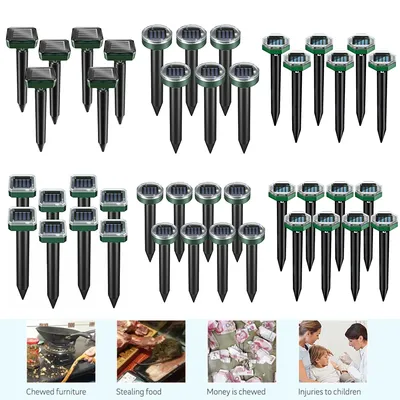 Solar Powered Ultrasonic Vibration Repeller 600mAh Ultrasonic Mole Repellent Snake Deterrent Repellent for Outdoor Lawns Garden