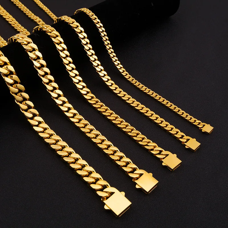 316 Edelstahl plattiert 18 Karat Gold Mode Krypto kubanische Kette Miami Rap Hip Hop Herrenarmband Zubehör