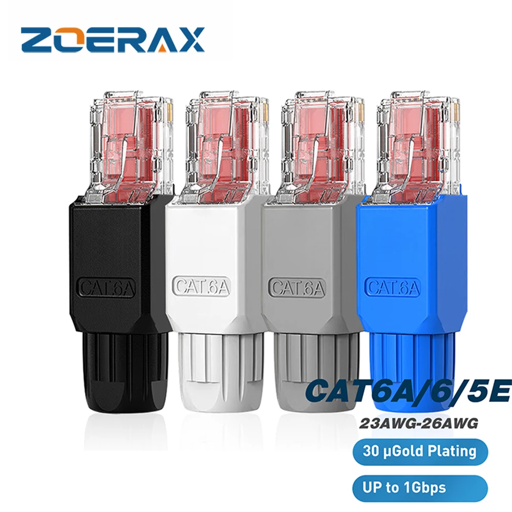Zoerax 1pcs werkzeug loser rj45-Stecker, cat6a cat5e cat6 Feld abschluss stecker, rj45 Werkzeug weniger vergoldeter modularer Stecker, Image