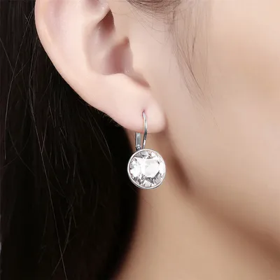 Mode Kristalle von Swarovski Bunte Ohrringe Mit Rhodium Farbe Überzogen Charme für Frauen Schmuck