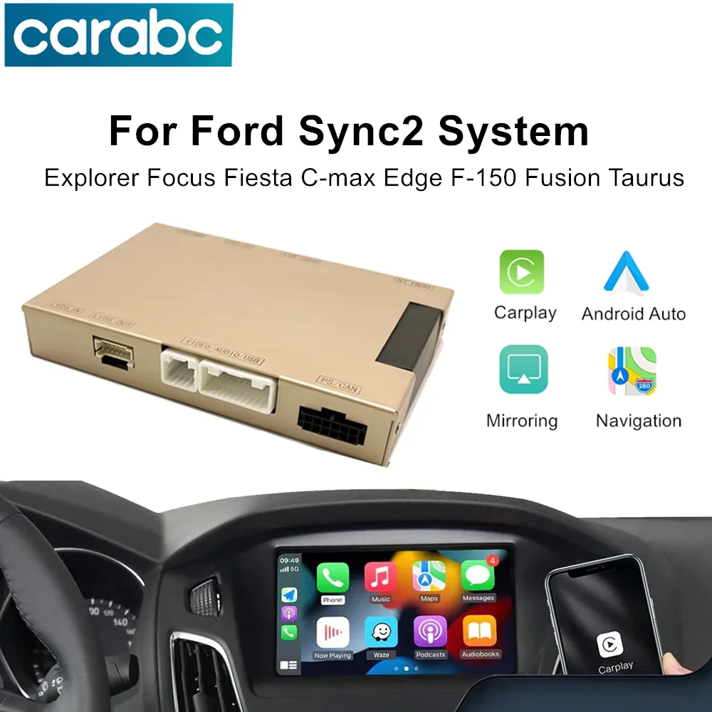 CARABC Wireless Carplay Android Auto für Ford Sync 2 System Explorer Focus Fiesta C-Max Edge F-150 Fusion Taurus GPS-Navigation Image