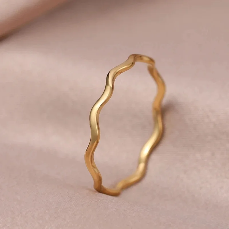Minimalist ische Seewelle Ringe Licht Luxus elegante Mode Paar Ringe für Frauen Schmuck Hochzeit trend ige Geschenke Image