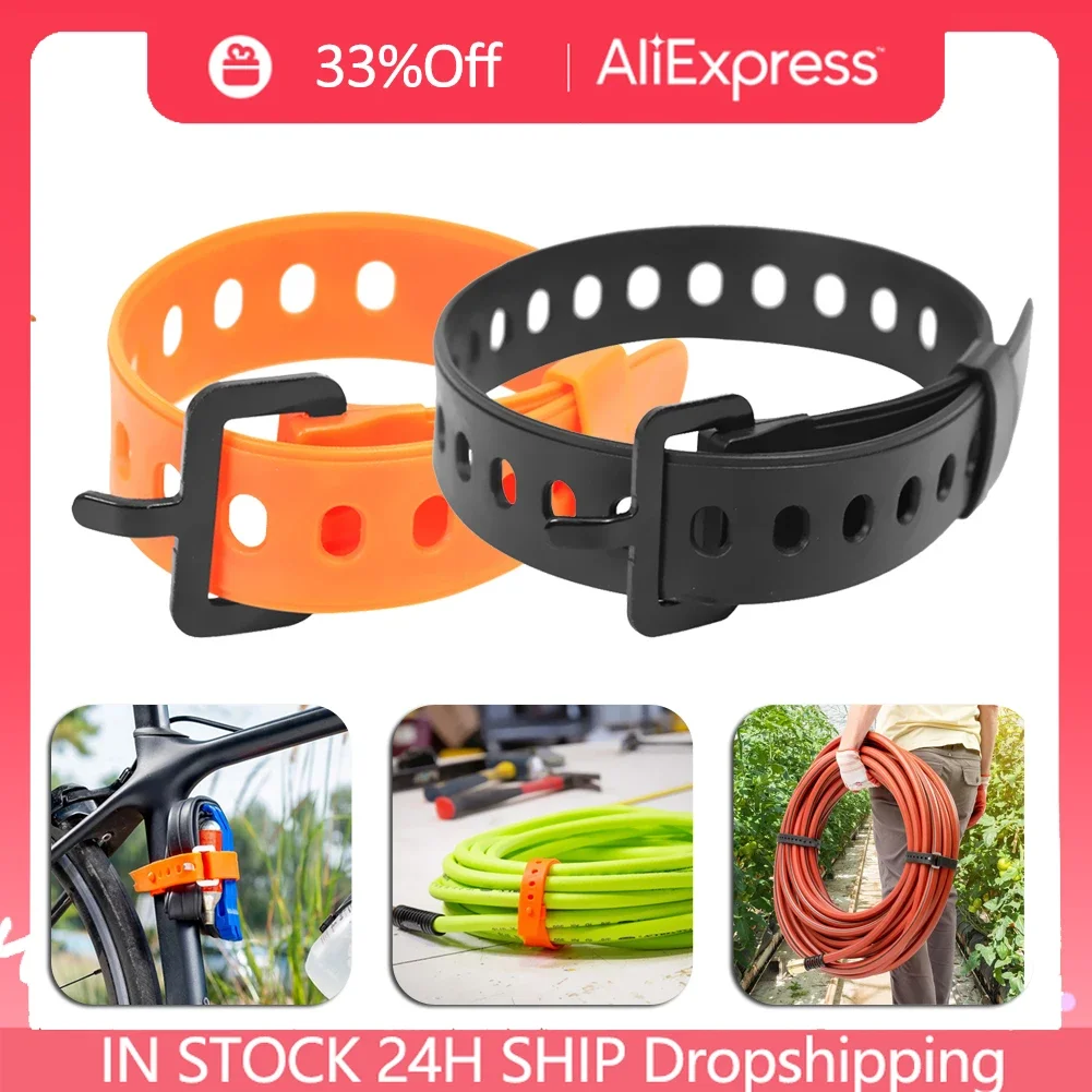 1 Stück wieder verwendbare Klett bänder zur Befestigung von Kabelbindern Kabel bänder Gummi-Sicherungsdraht-Kabelbinder Organizer 30/45cm Klebeband Image