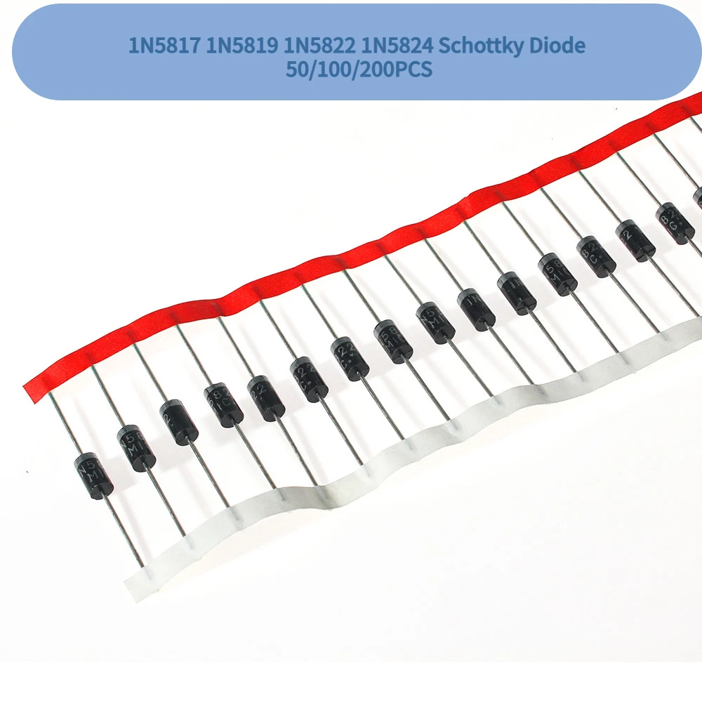 50/100/200PCS Schottky Diode 1N5817 1N5819 1N5822 1N5824 Gleichrichterdioden-Kit DO-27 und DO-41 Pakete ﻿ Image