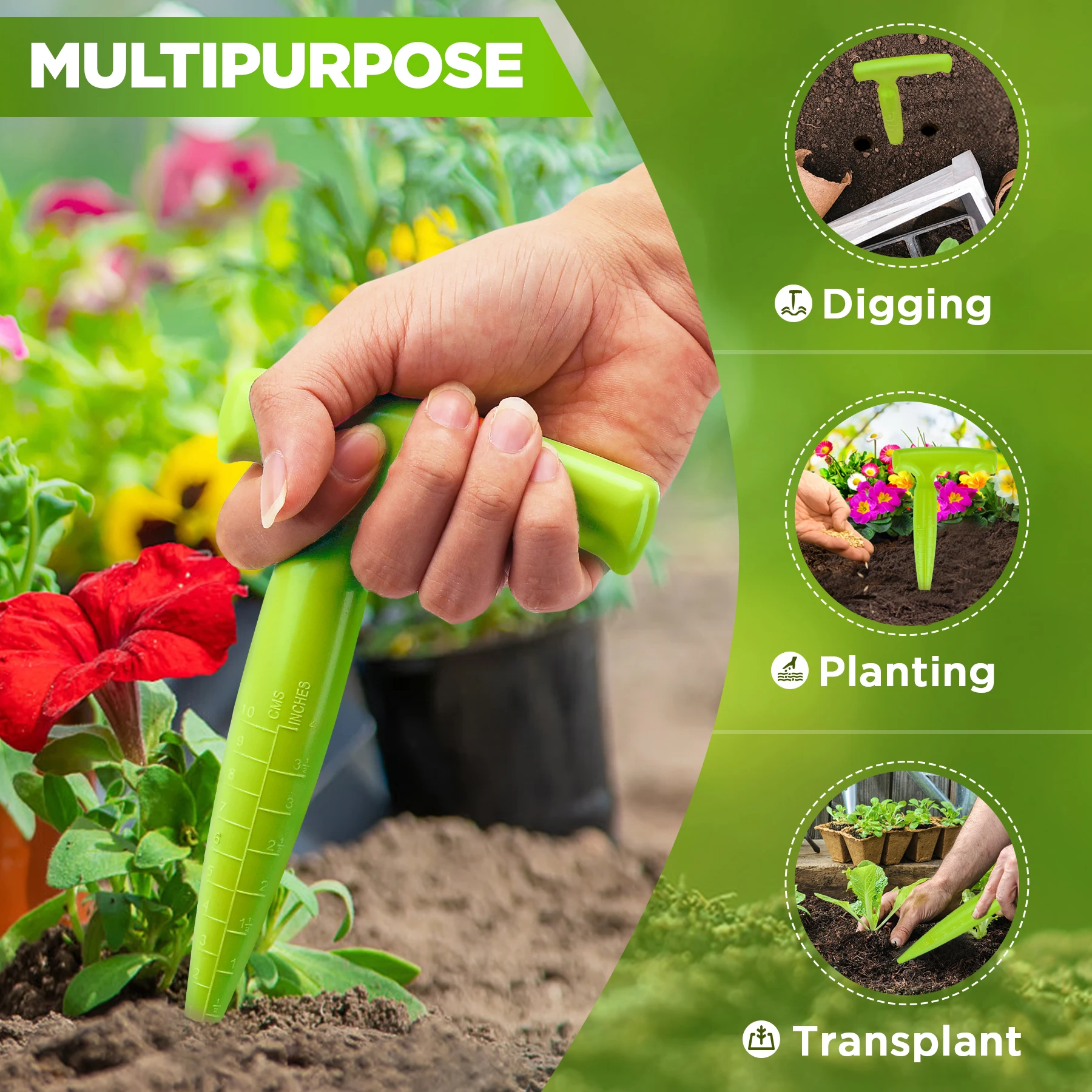 Grüner Locher Handsaug Dibbler Einstellbare Maschine Sämling Pflanzmaschine Perforator Sämaschine Fleischige Pflanzen Cutter Garten Supplie Image