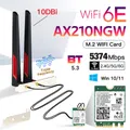 WiFi 6E AX210 10DBi Antenna Scheda wireless AX210 7265NGW M.2 Kit desktop Bluetooth 5.3 Adattatore di rete 2 in 1 per PC