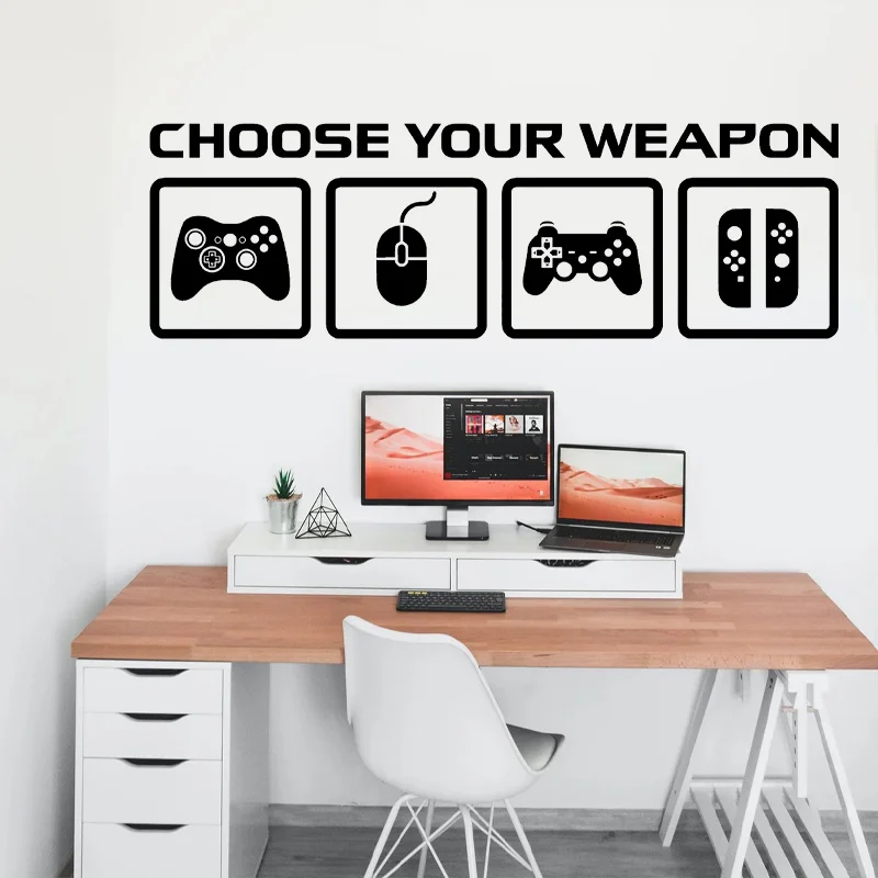 Video Game Decor Wall Decal Choose Your Weapon Game Controllers Gamer Wallpaper Sticker Bithday Gift For Boy 2261