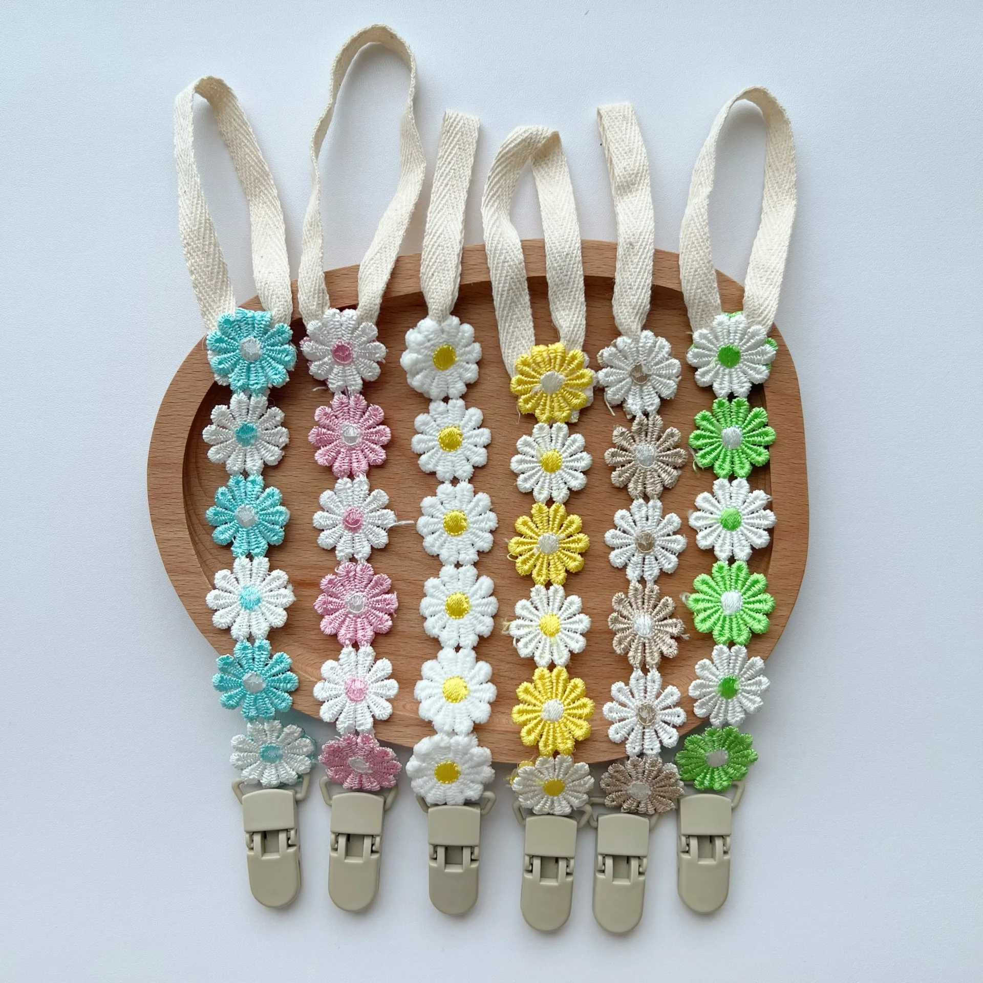 Niedlicher Baby-Schnuller, Anti-Drop-Kette, Baby-Beißring, Anti-Drop-Clip, kleiner Gänseblümchen-Schnuller, Lanyard-Beißring-Clip Image