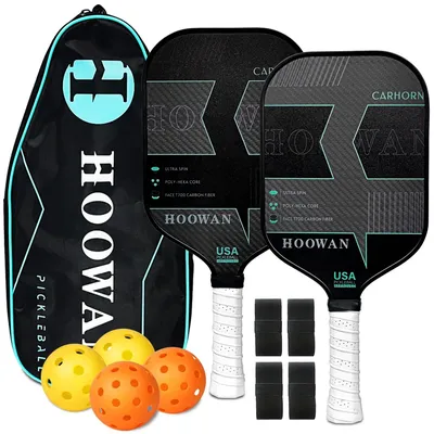 Hoowan Carhorn Pickle ball Paddel Usapa T700 Kohle faser 3k CFS mit 16mm Polymer Hexa Core Pickle Ball Schläger Set Image