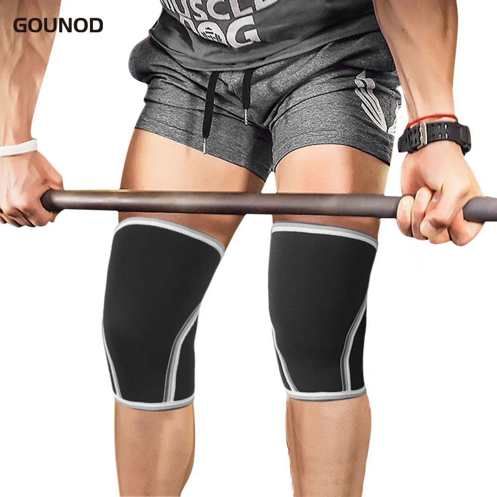 1 Paar GOUNOD 7 mm Sport-Knieschützer, Kompression, Gewichtheben, Drucktraining, Knieschützer, Unterstützung für Damen und Herren Image