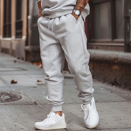 Herren Fleecehosen Jogginghose Trainingshose Jogginghose Jogger Hose Hosen Freizeithose Kordelzug Elastische Taille Glatt Atmungsaktiv Weich In voller Länge Outdoor Arbeit Täglich Sport Modisch Image