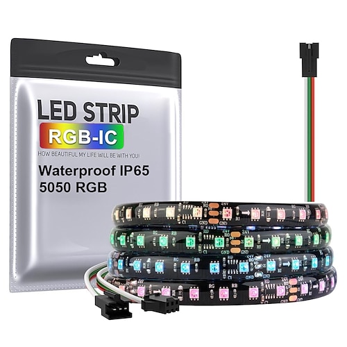 2,5 m 5m Flexible LED-Lichtleisten 30/60 LEDs 5050 SMD 10mm 1 Stück RGBIC (adressierbare Traumfarbe) LED Neonlichte Innen Party Wasserdicht 12 V Image