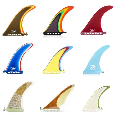 7/8/9/10'' Single Center Fin with 1 No Tool Fin Screw Fiberglass Reinforeced SUP Replacement Fins for Surfboard Longboard