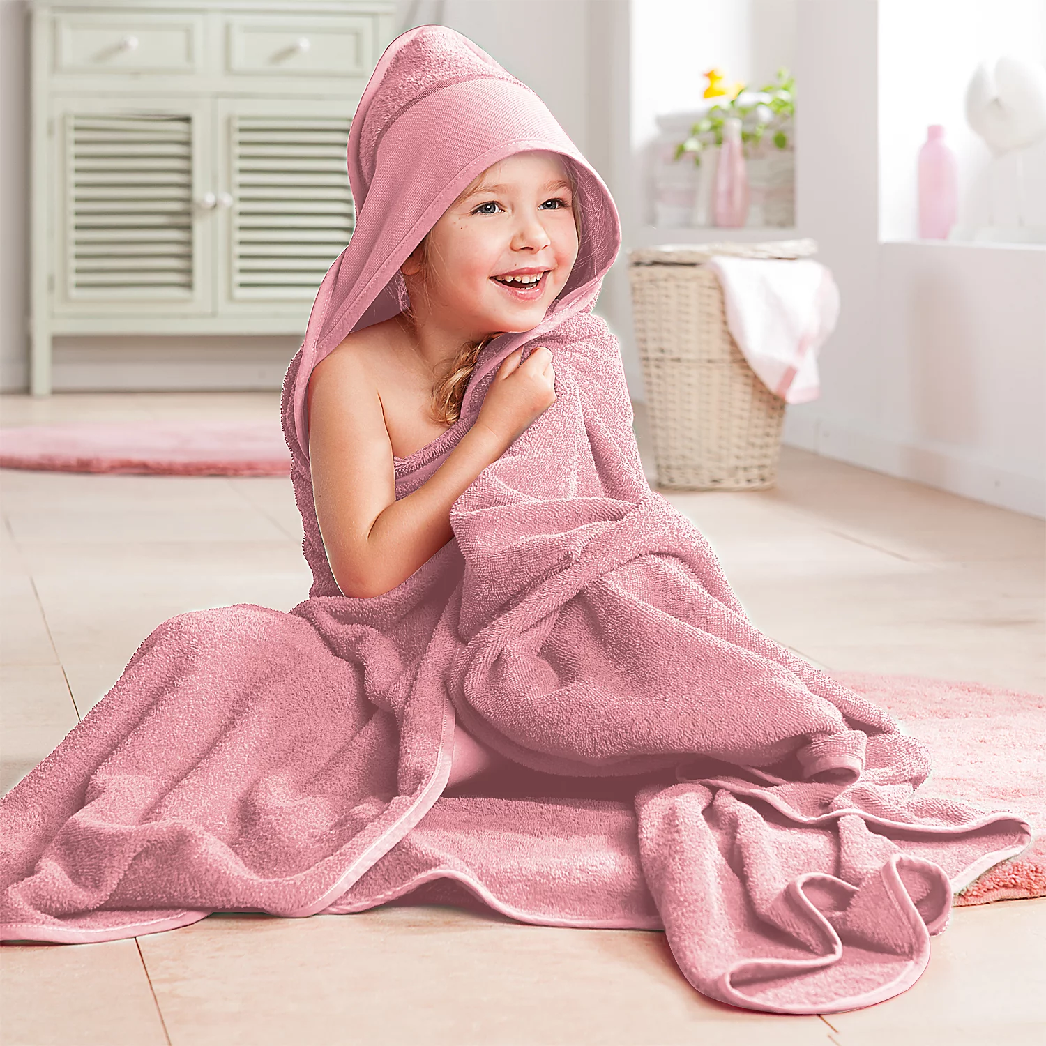 buttinette Cape de bain, mauve, 140 x 140 cm