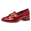 Slipper TAMARIS, Damen, Gr. 41, rot, Lacksynthetik, unifarben, modisch, Schuhe, Blockabsatz, Pumps, Halbschuh, Schlupfschuh mit modischer Zierspange