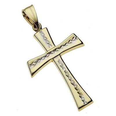 Kreuz-Anhänger FIRETTI "Schmuck Geschenk Gold 333 Halsschmuck Anhänger für Halskette Kreuz", gold (gelbgoldfarben, weißgoldfarben), Schmuckanhänger, Damen, Gelbgold 333, 1,02 g Image