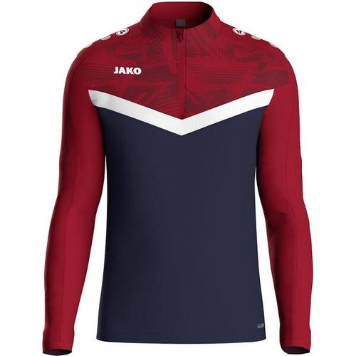 JAKO Kinder Pullover Ziptop Iconic, Größe 128 in marine/chili rot