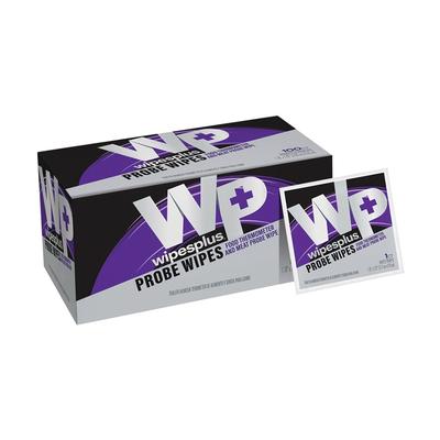 WipesPlus 35084 Probe Wipes, 70 Percent Isopropyl Alcohol, 100 Count Per Box, White