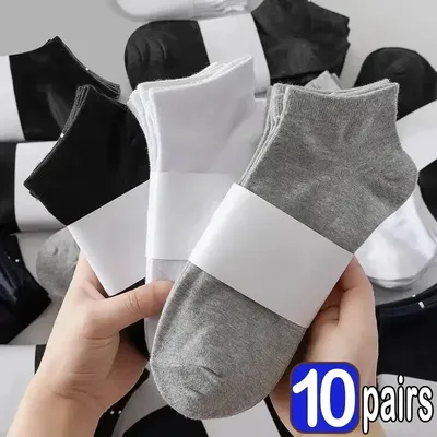 Männer Ankle Socken Einfarbig Schwarz Weiß Grau Unsichtbare Atmungsaktive Baumwolle Sport Socken Männliche Kurze Socken Frauen Männer Sox 10/5Pcs