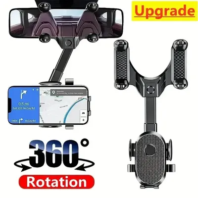 360 Rotating Car Phone Holder Rearview Mirror Mount Car Phone Bracket Navigation GPS Stand Foldable