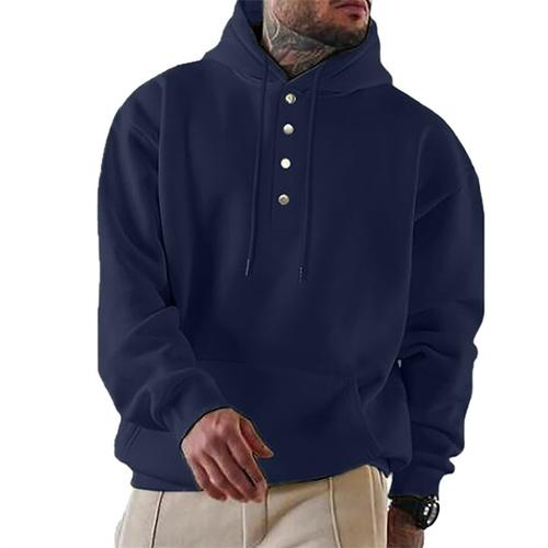Men's Hoodie Button Up Hoodie Black Navy Blue Blue Gray Hooded Plain Pocket Drawstring Sports Outdoor Daily Holiday Streetwear Basic Casual Spring Fall Clothing Apparel Hoodies Sweatshirts