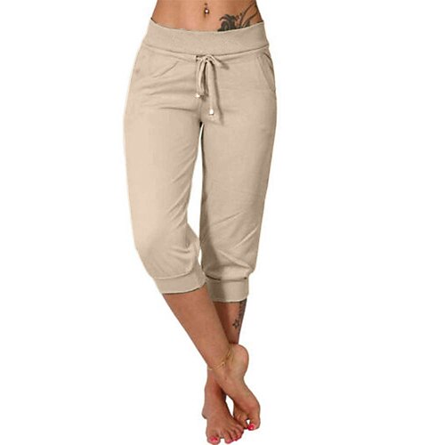 Per donna Pantaloni da yoga Coulisse Strappati con tasche Controllo addominale Vita Alta Allenamento in Palestra Corsa Fitness Pantaloni Capri Pantaloni Tinta unica Grigio scuro blu navy Aalbicocca