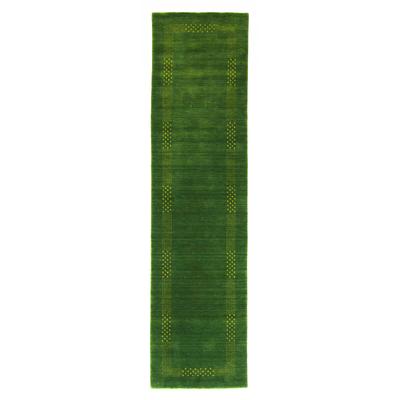 Läufer MORGENLAND "LORIBAFT NOVA", grün, B:80cm H:15mm L:300cm, Wolle, Teppiche, Schurwolle Luxus Bordüre, Wohnzimmer Image