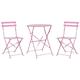 Outdoor Patio 3 Piece Bistro Set Pink Steel Round Table and Chairs Fiori