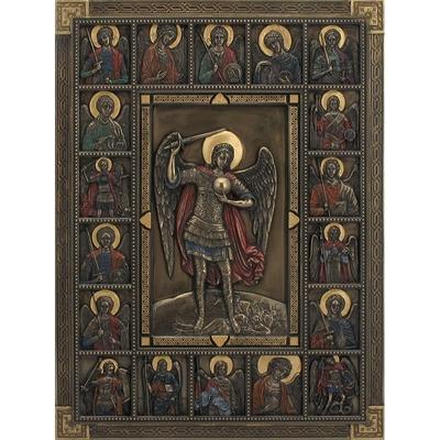 Veronese 12.2L St. Michael Surrounded By Saints - Iconic Wall Plaque Cold Cast Bronze