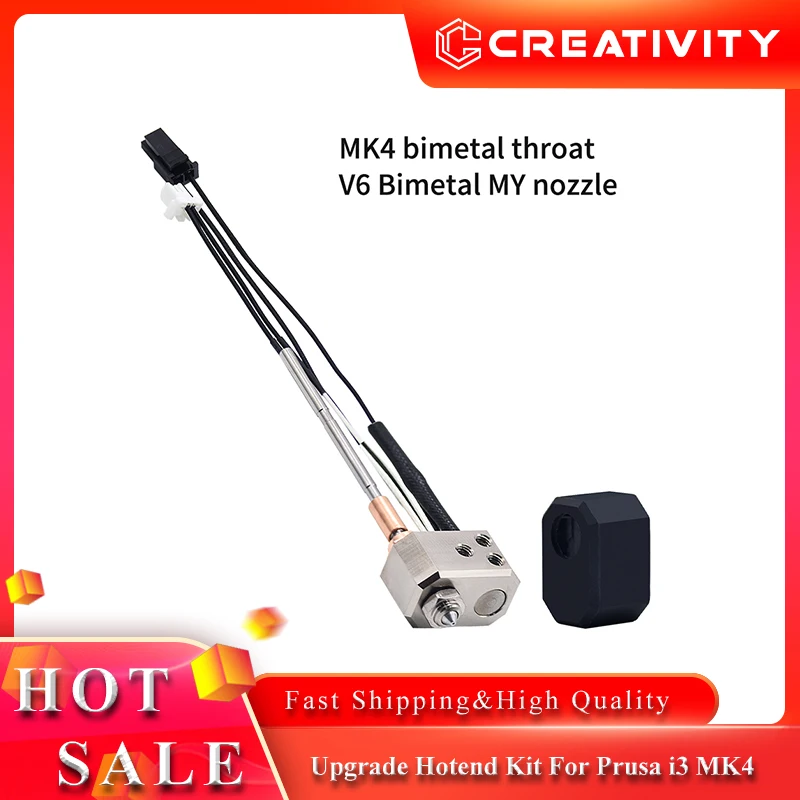 Upgrade Hotend Kit für Prusa i3 MK4 XL Thermistor Heizpatrone 24V 40W Heizblock Bimetall Throat Messingdüse Hot End Image