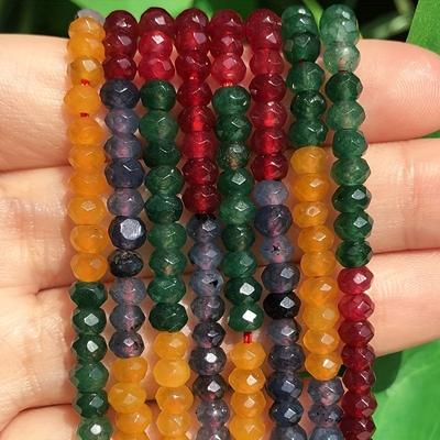 TEMU 110pcs 3x5mm Natural Stone Faceted Red Rubys Aquamarines Sapphires Beads For Jewelry Making Diy Special Unique Fashion Bracelet Necklace Beaded Accessories Image