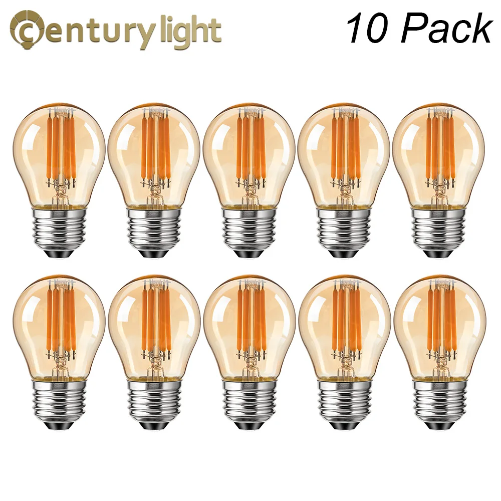 Vintage G45 Edison LED-Glühbirne E27 4W 6W Filament-Kugellampe Warmweiß 2700K Bernsteinfarbenes Glas Dimmbare Mini-Globusbirne für Pendelleuchten