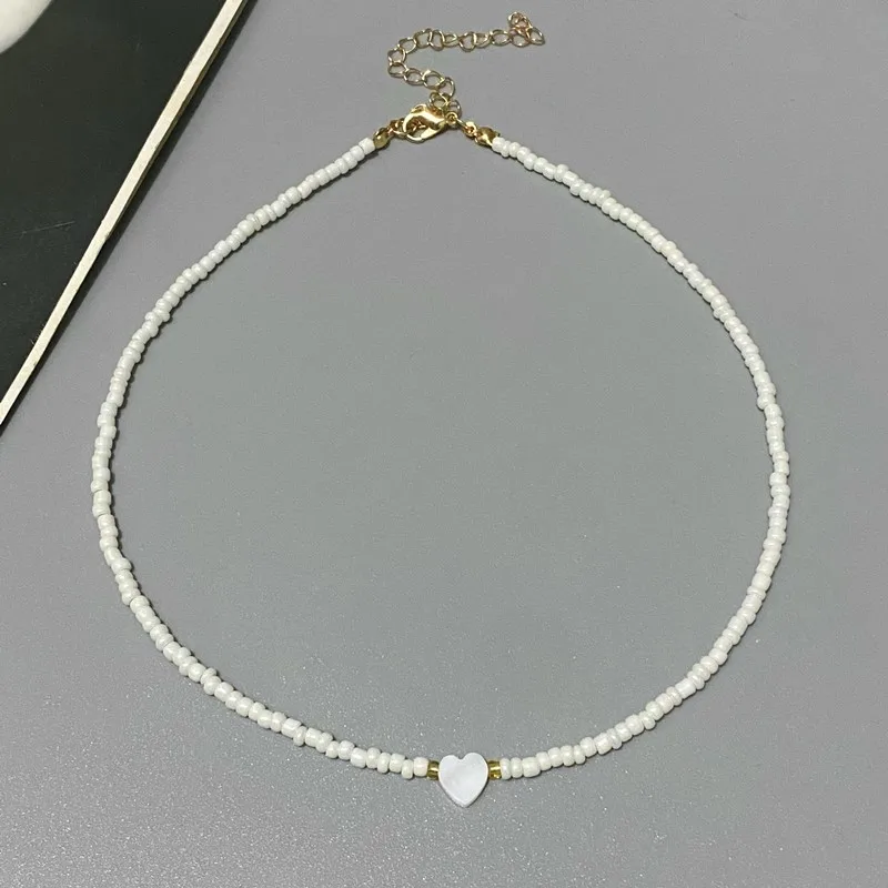 Bunte Rocailles Halsband Halskette für Mädchen Frühling Sommer Neue Liebe Herz Design Kragen Schmuck Großhandel Dropshipping Image