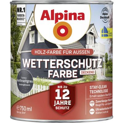 Wetterschutzfarbe deckend 0,75 l anthrazitgrau Holzschutzfarbe - Alpina Image