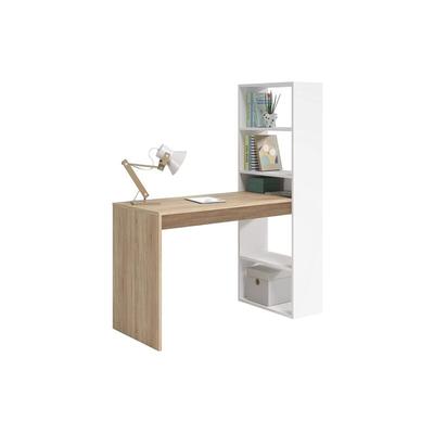 Abitare - Schreibtisch 120x53x144 cm mit Regal 144 cm in kanadischer Eiche und mattweiß – Belfast Image
