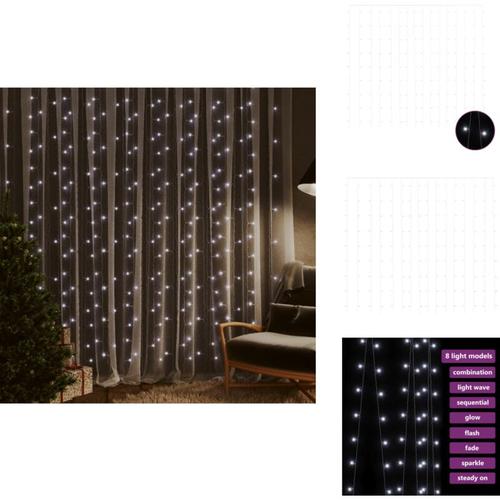 Weihnachtsbeleuchtung - Living LED-Lichtervorhang 3x3 m 300 led Kaltweiß 8 Funktionen