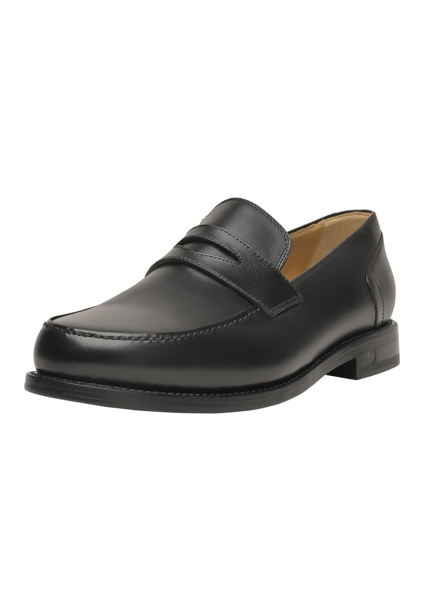 Loafer HENRY STEVENS "Haywood PL Businessschuh", Herren, Gr. 40,5, schwarz, Boxcalf, Schuhe Loafer, Herren Halbschuhe Leder handgefertigt, Anzugschuhe Slipper