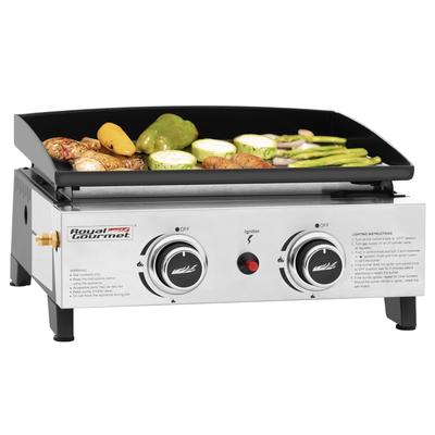 Royal Gourmet Portable 2-Burner Portable Grill Griddle,Black & Silver