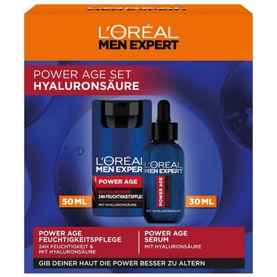 L´Oréal Men Expert Geschenkset Power Age Serum & Gesichtscreme Anti-Aging mit Hyaluronsäure Gesichtspflegeset Herren Image