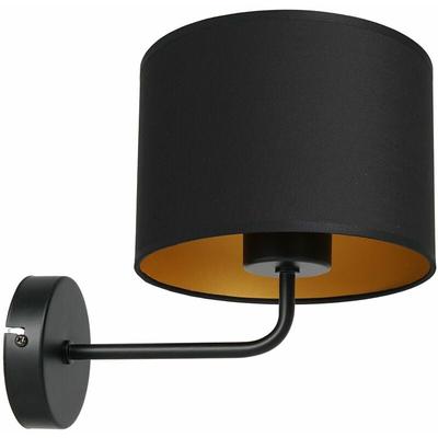 Licht-erlebnisse - Wandleuchte Schwarz Gold E27 Stoff Metall Wandlampe Schlafzimmer Wohnzimmer Image