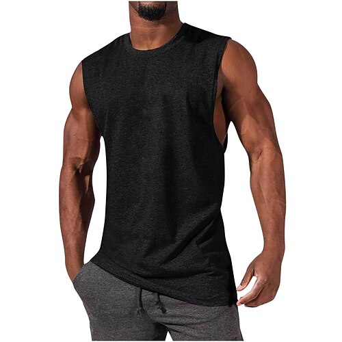 Per uomo Tinta unita Canotta da palestra Canotta da allenamento Estate Classico Senza Maniche Sportivo Athleisure Cotone Morbido Traspirante Allenamento in Palestra Corsa Jogging Bodybuilding Fitness