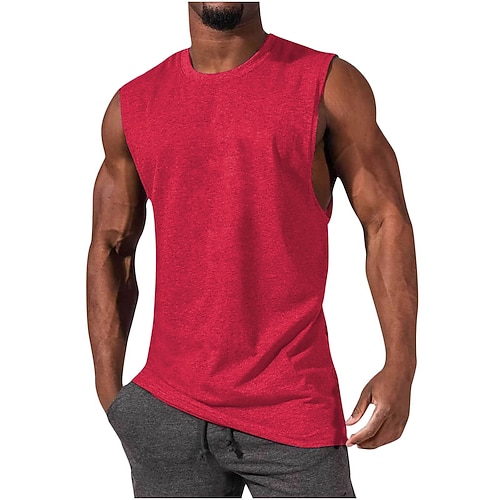 Per uomo Tinta unita Canotta da palestra Canotta da allenamento Estate Classico Senza Maniche Sportivo Athleisure Cotone Morbido Traspirante Allenamento in Palestra Corsa Jogging Bodybuilding Fitness