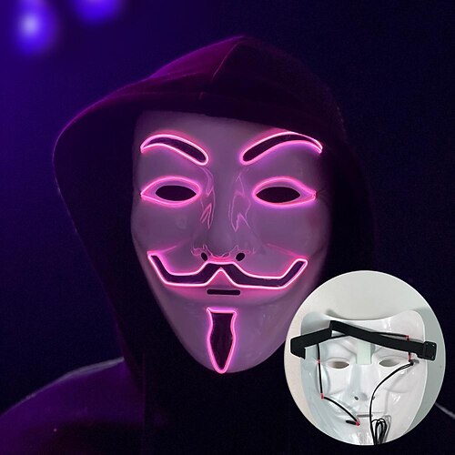 Leuchtende V-förmige Kaltlicht-LED-Kunststoff-Vendetta-Vierfarbenmaske für Halloween-Horror-Maskerade-Party-Requisiten Image