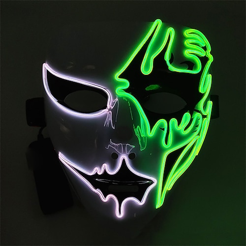 Neonlicht-LED-Maske, LED-Halloween-Gruselmaske, Cosplay-Party-Maske, Maskerade-Masken, Halloween-Kostüm, Karneval, Glow-Party-Requisiten Image