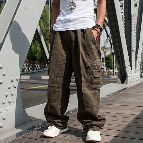 Herren Cargohose Cargohosen Taktische Hose Hose Hosen Knopf Multi Pocket Gerade geschnitten Glatt tragbar Outdoor Täglich Campen und Wandern Modisch Klassisch Schwarz Gelb Image