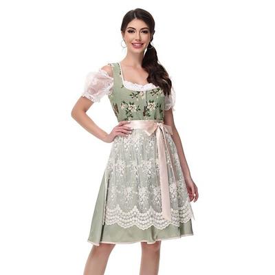 Karneval Oktoberfestbier Kostüm Kleid Dirndl Trachtenkleider Dienstmädchen Deutsch München Wiesn Damen Stoff im traditionellen Stil Kleid Image
