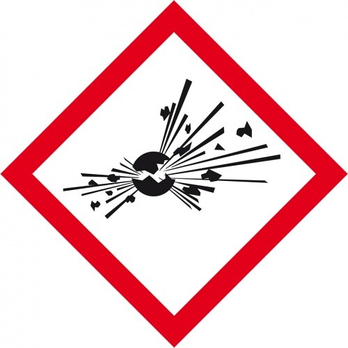König Werbeanlagen Dreifke® Aufkleber I Gefahrensymbol Explodierende Bombe GHS 01, Folie, selbstklebend, 32x32mm, 16/Bogen, GHS-Verordnung Image