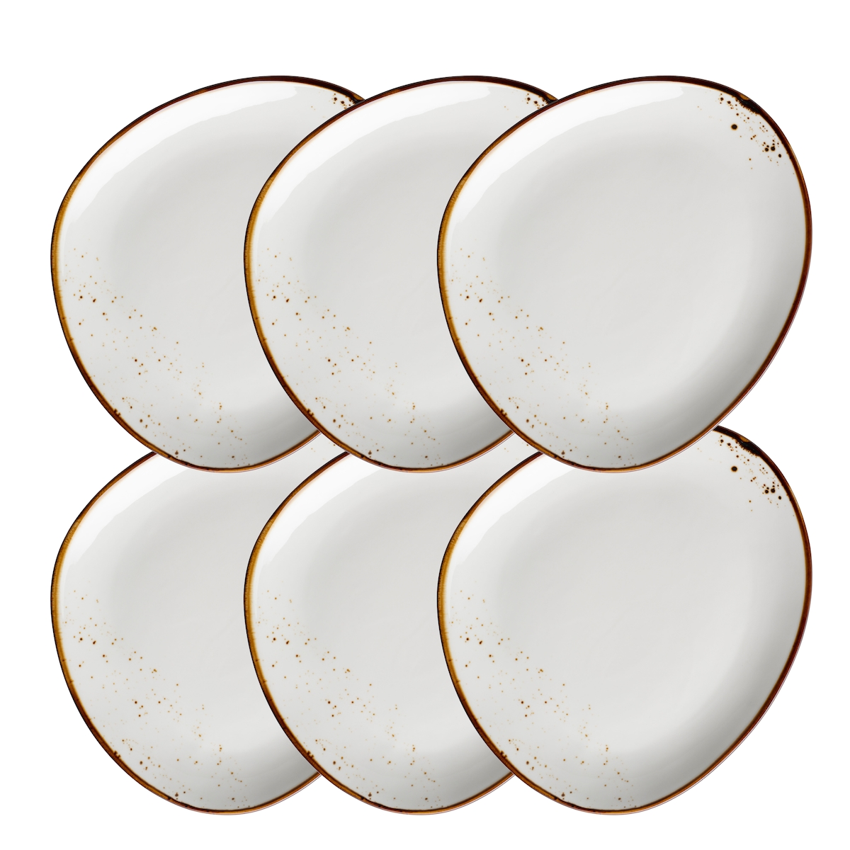 MÄSER Teller oval 26 x 23 cm Weiss mit braunem Rand 6er Set, PINTAR Brauner Rand, 594003 Image