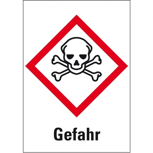 König Werbeanlagen Dreifke® Aufkleber I Gefahrensymbol Totenkopf mit gekreuzten Knochen GHS 06, Gefahr, Folie, 105x148mm, GHS-Verordnung Image